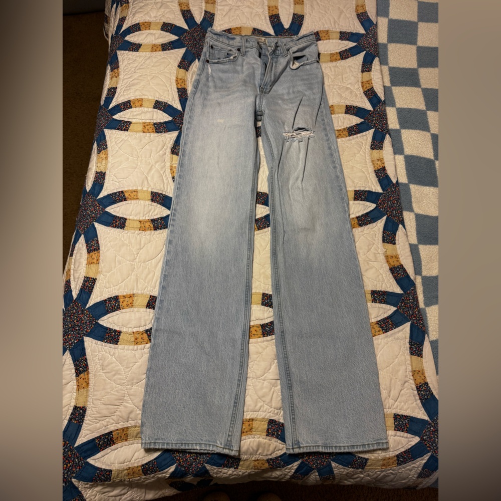 Abercrombie & Fitch Light Blue Flare Wide Leg Jeans